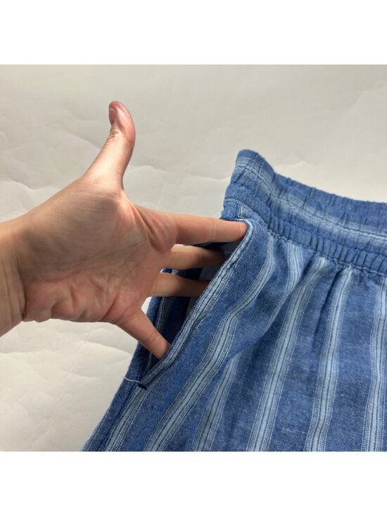 Old Navy Bright Blue Striped Linen Blend High Rise Wide Leg Lounge Pant M - Picture 3 of 7